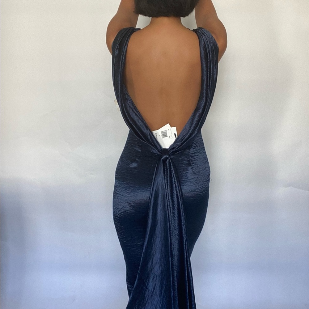 Navy silk Fame and Partners knee length dress
